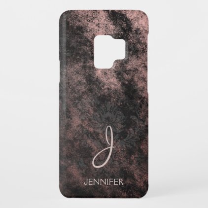 Cool Rose Gold Foil and Black Pattern Monogram Case-Mate Samsung Galaxy S9 Case