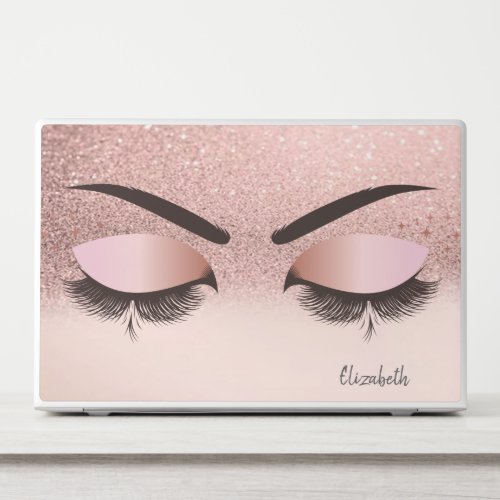 Cool Rose Gold Glitter Ombre Faux Lashes HP Laptop Skin