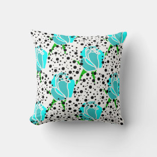 cool roses with dotted circles throw pillow