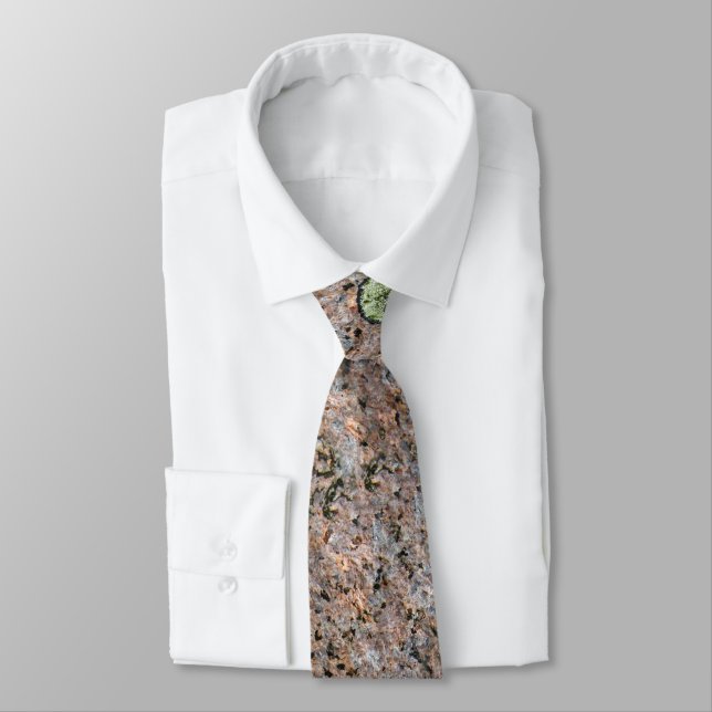 Cool Rough Neutral Rock Texture with Green Moss Neck Tie (Tied)