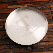 Cool Round Bar Tray with Monogram Whiskey Decanter (Front)