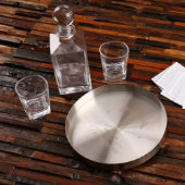 Cool Round Bar Tray with Monogram Whiskey Decanter (Front)