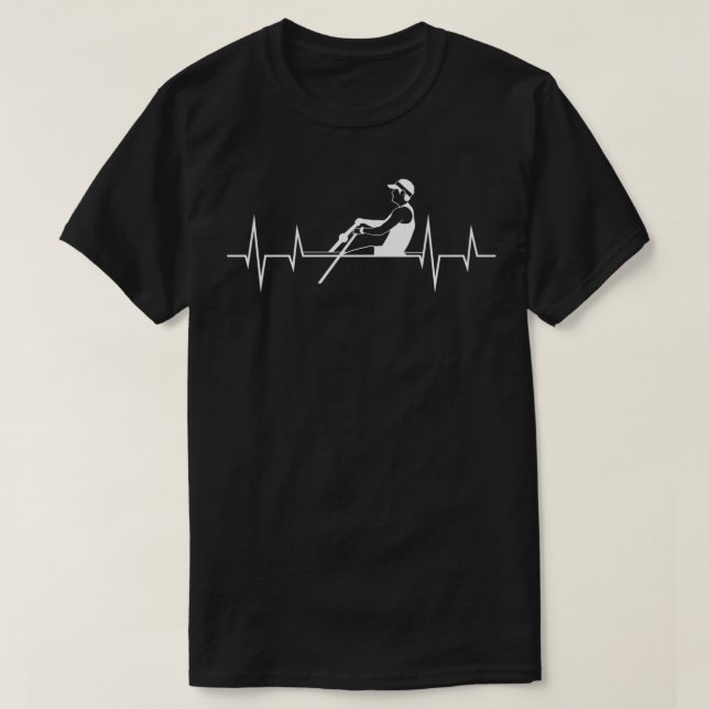 Cool Rowing Heartbeat Funny Single Scull Rower Ath T-Shirt (Design Front)