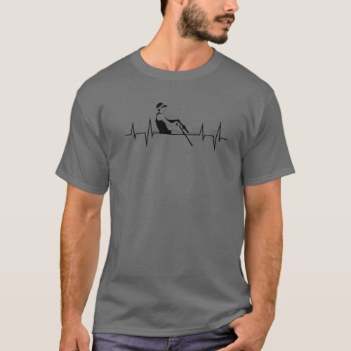 Cool Rowing Heartbeat Funny Single Scull Rower Ath T_Shirt