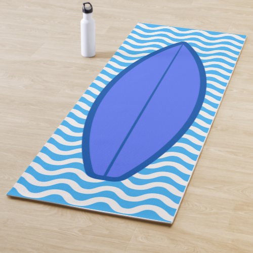 Cool Royal Blue Waves Surfing Yoga Mat