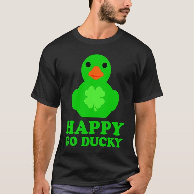 Cool Rubber Duck Lover Lucky Go Ducky Funny St Pat T-Shirt (Front)