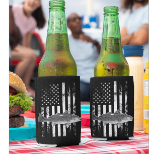 Cool Rugged American Flag Redfish Fishing Can Cooler