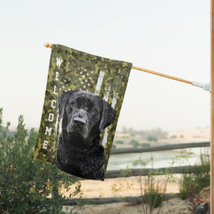 Cool Rugged Black Labrador Dog American Pet House Flag