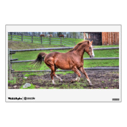 Cool Running Chestnut Gelding Ranch Horse Photo Wall Sticker