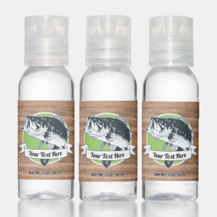 Cool Rustic Bass Fishing Party Favor Event Hand Sanitizer
