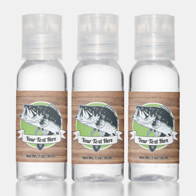 Cool Rustic Bass Fishing Party Favor Event Hand Sanitizer (Set)
