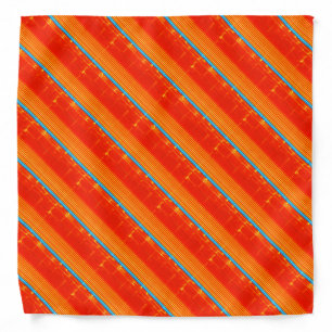Cool Rustic Blue Orange Yellow Red Stripes Bandana