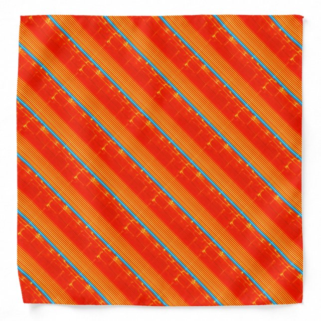 Cool Rustic Blue Orange Yellow Red Stripes Bandana (Front)