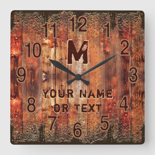Cool Rustic Clock Personalized with YOUR TEXT (Front)