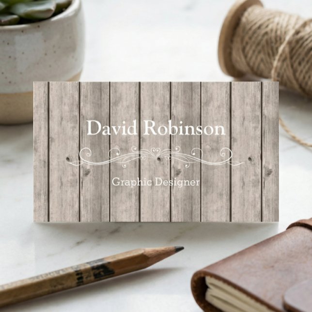 Cool Rustic Country Wooden Texture Look Business Card (Creator Uploaded)