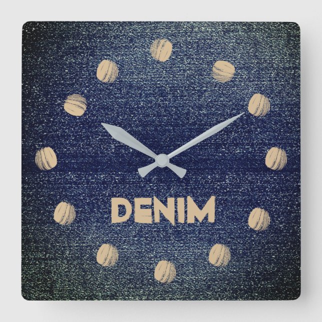 Cool Rustic Look Blue Denim Wall Clock (Front)