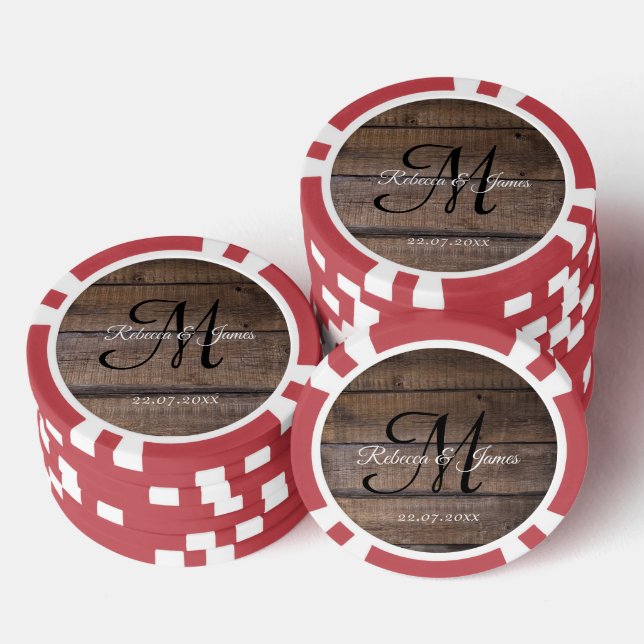 Cool Rustic Monogram Script Name Wedding  Poker Chips (Stack)
