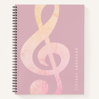 Cool Rustic Pink Grunge Music Art Monogram Name Notebook
