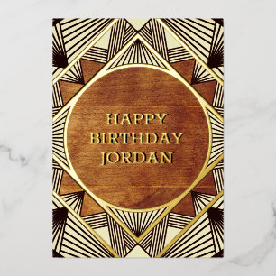 Cool Rustic Retro Masculine Personalized Birthday Foil Invitation