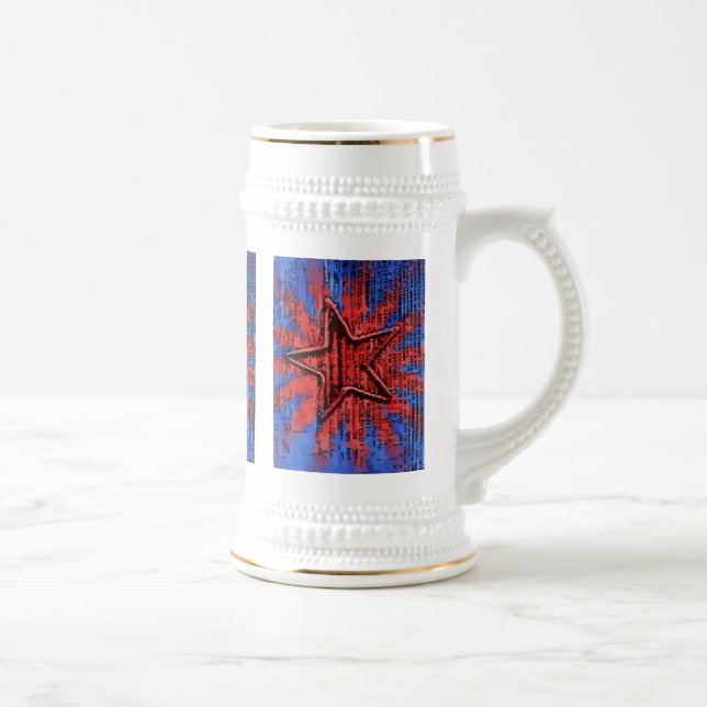 Cool Rustic Star Pop Art Print Beer Stein (Right)