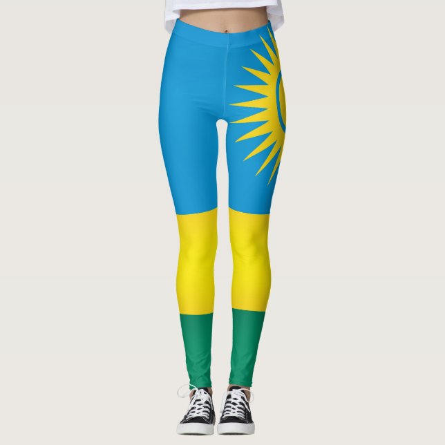Cool Rwanda Flag Fashion Leggings (Front)