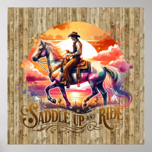 Cool saddle ride horse Western Poster