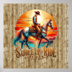 Cool saddle ride horse Western  Poster