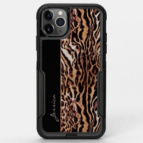 Cool Safari Animal Print with Your Name OtterBox Commuter iPhone 11 Pro Max Case