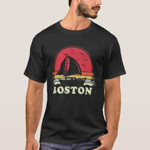 Cool Sailboat Vintage Boat Sailor Boston Sailing T-Shirt