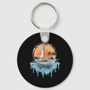 Cool Sailboats On Open Water Nautical Theme Sailin Keychain