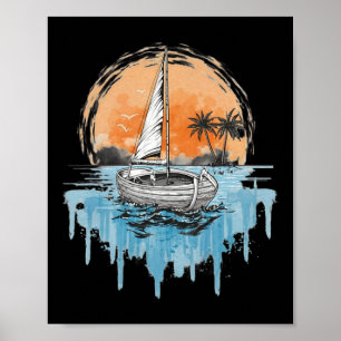 Cool Sailboats On Open Water Nautical Theme Sailin Poster