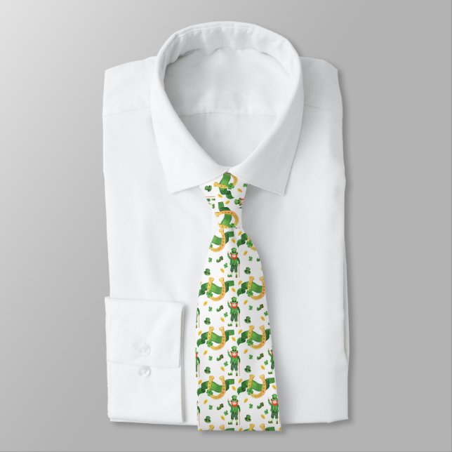 cool Saint Patrick's Day leprechaun tiled Neck Tie (Tied)