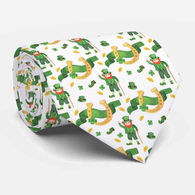 cool Saint Patrick's Day leprechaun tiled Neck Tie (Rolled)