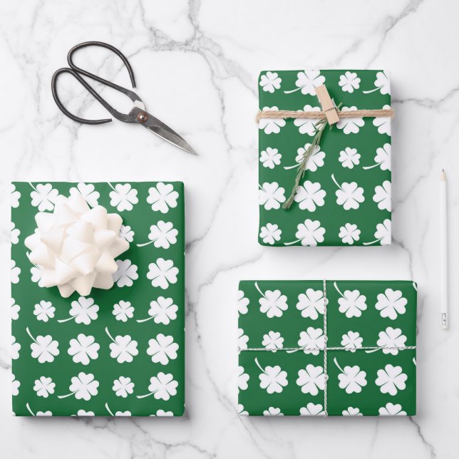 Cool Saint Patrick's Day tiled clovers  Wrapping Paper Sheets (Front)