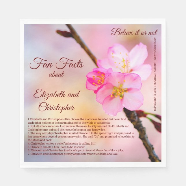 Cool Sakura Cherry Blossoms And Fun Facts Napkins (Front)