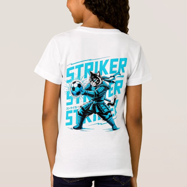  Cool Samurai Cat Soccer Striker - Gift for soccer T-Shirt (Back)