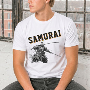 Cool Samurai Ink Wash Painting Japanese Warrior T-Shirt