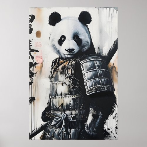 Cool Samurai Panda Poster