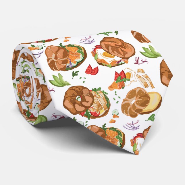 cool Sandwich shop tiled pattern Neck Tie (Rolled)