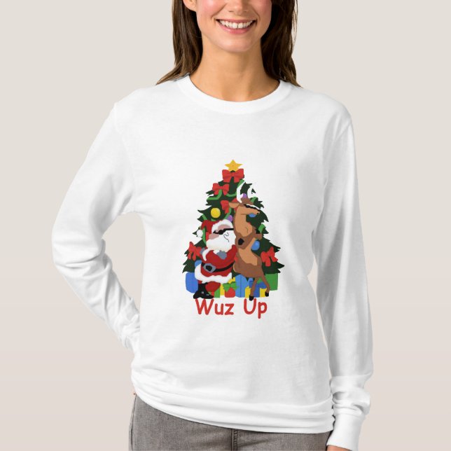 Cool Santa and Reindeer T-Shirt (Front)