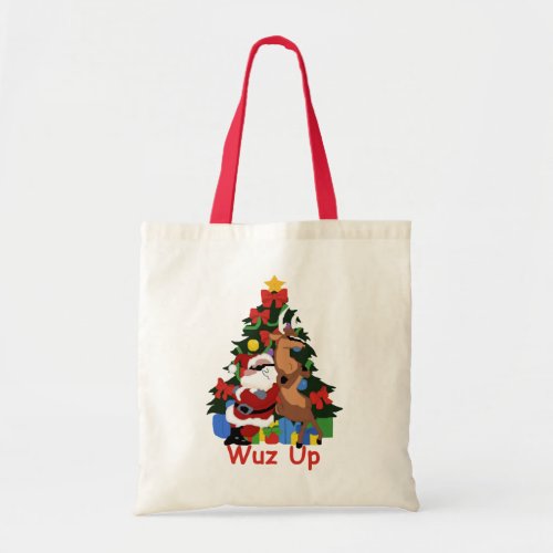 Cool Santa and Reindeer Tote Bag