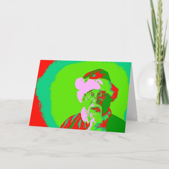 Cool Santa Christmas pop art - customizable Holiday Card (Front)
