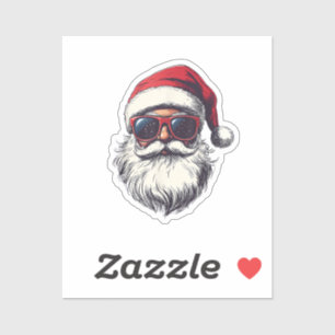 Cool Santa Claus Face Retro Sunglasses Christmas M Sticker