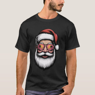 Cool Santa Claus Face Retro Sunglasses Xmas Christ T-Shirt