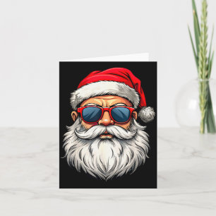 Cool Santa Claus Face Retro Sungles Christmas Men Card