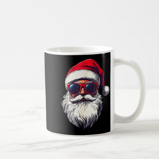 Cool Santa Claus Face Retro Sungles Christmas Men  Coffee Mug (Right)