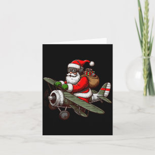 Cool Santa Claus Flying Airplane Pajama Christmas Card