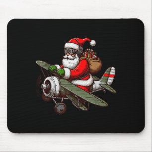 Cool Santa Claus Flying Airplane Pajama Christmas Mouse Pad