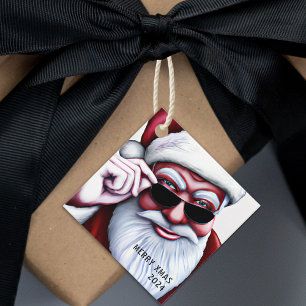 Cool Santa Claus in Sunglasses To From Christmas Favor Tags