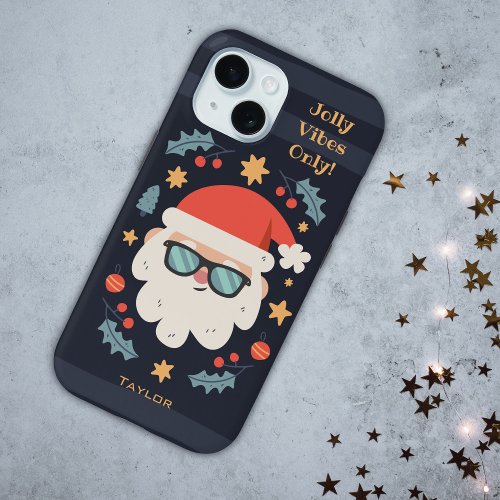 Cool Santa Claus Monogram Name  iPhone 15 Case